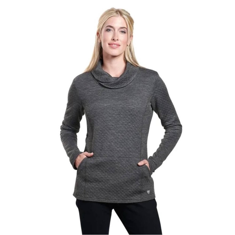 Kuhl Women’s Gray Wool Blend Athena Cowlneck Pullover